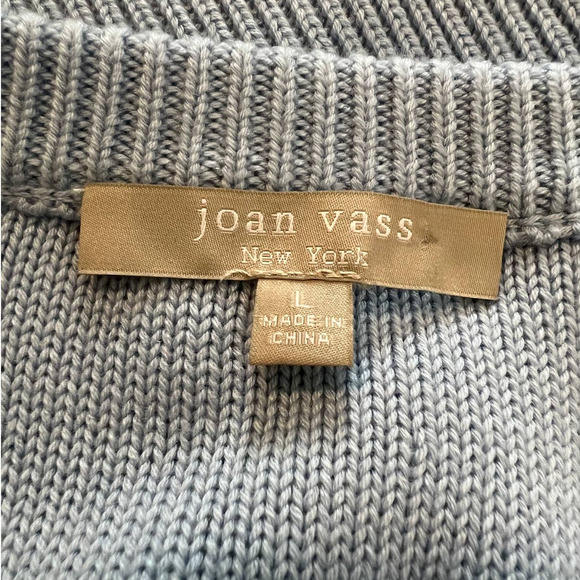 Joan Vass Long Sleeveless Sweater in Pale Blue with Tiny Silver Beads Size Large - Picture 4 of 6
